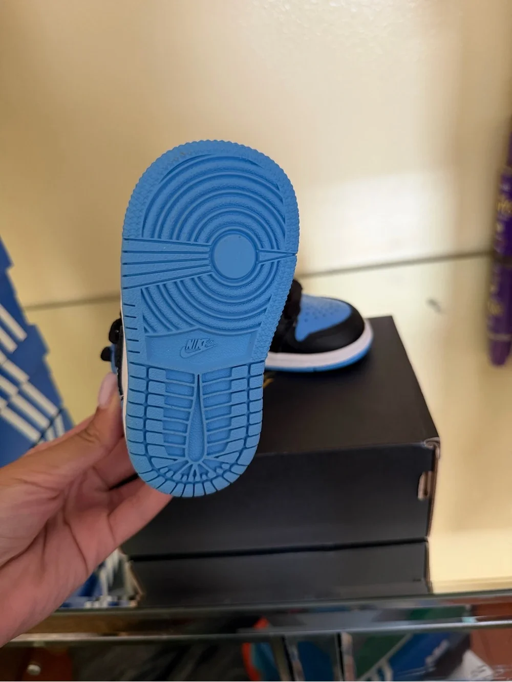 Nike Kids High-Top Sneakers in Black, White & Blue